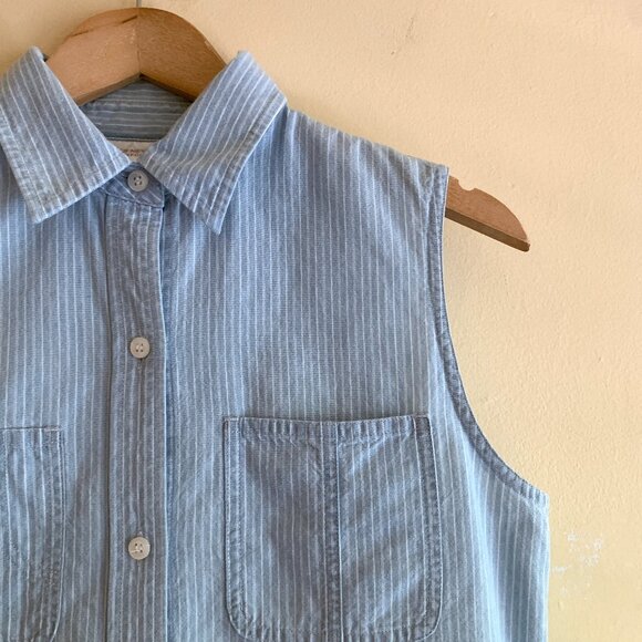 VINTAGE 90s Button Striped Sleeveless Dress by Jones New York Sport Size 6 - Picture 3 of 6